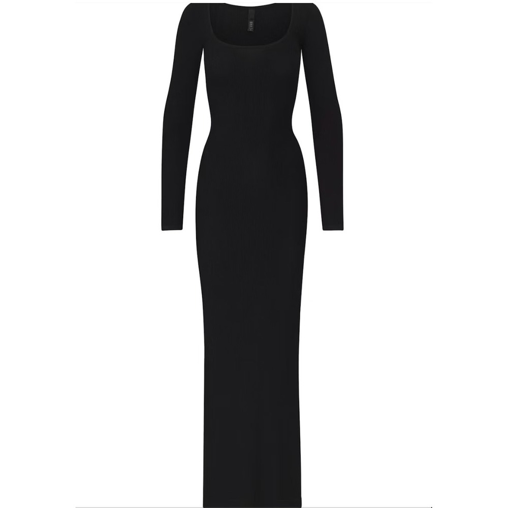 Skims Soft Lounge Long Sleeve Dress AP-DRS-1701 Onyx Large‎